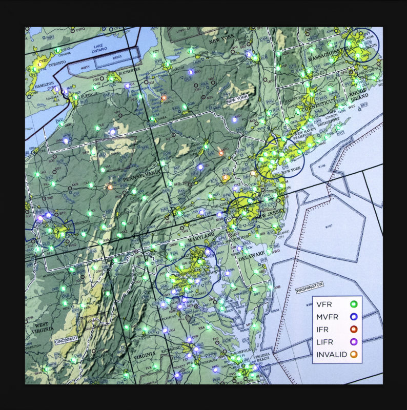 North East METAR Map small with 163 LEDs (NY, DE, RI, MA, PA, MD, NJ ...