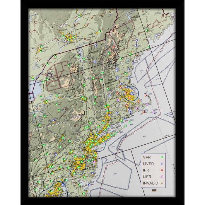 Northeast USA METAR Map – 134 LEDs, Real-Time Aviation Weather, Vertical