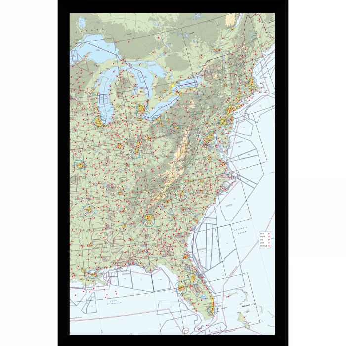 East Coast Map with more than 1040 LEDs Big 24x36 in