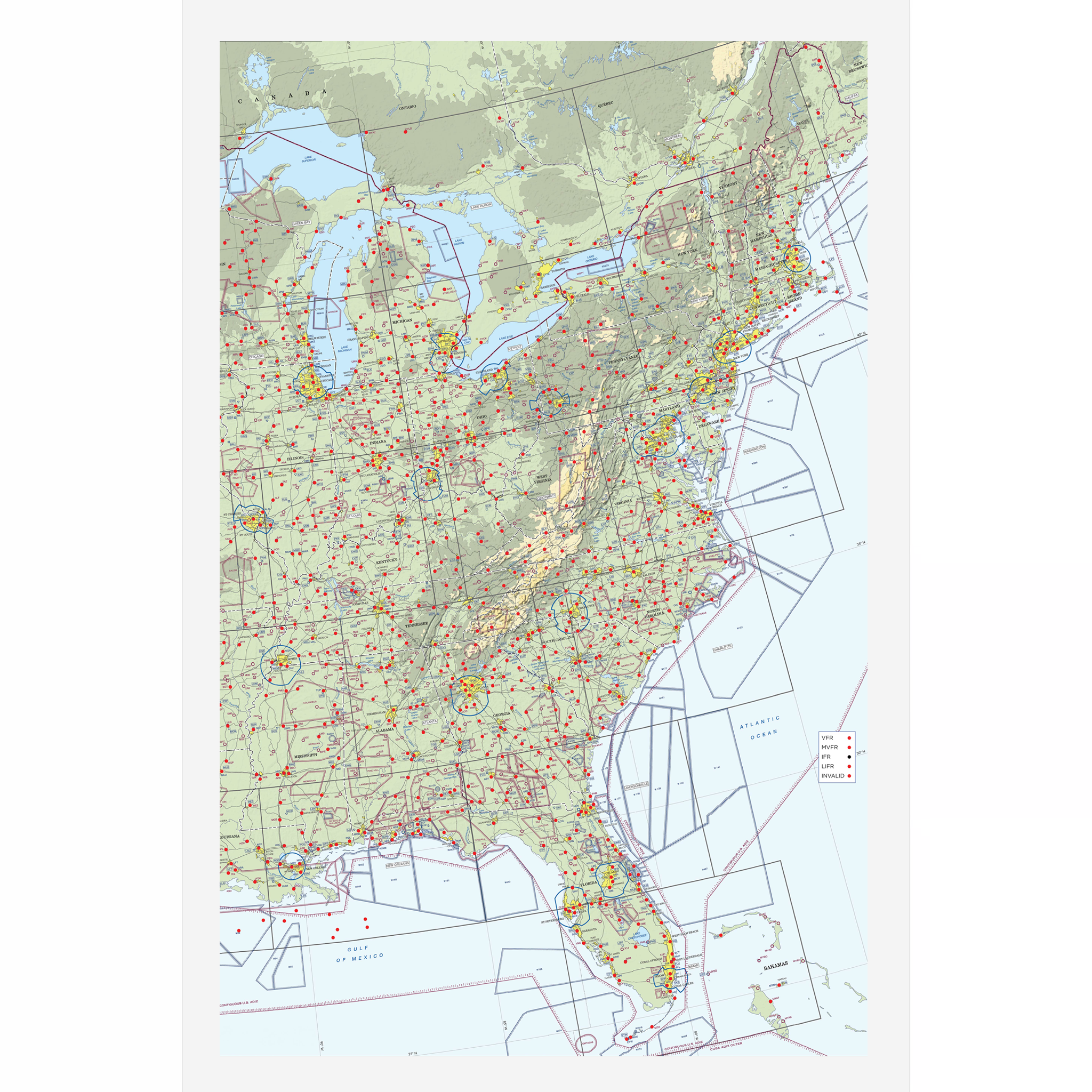 East Coast Map with more than 1040 LEDs Big 24x36 in - Image 2